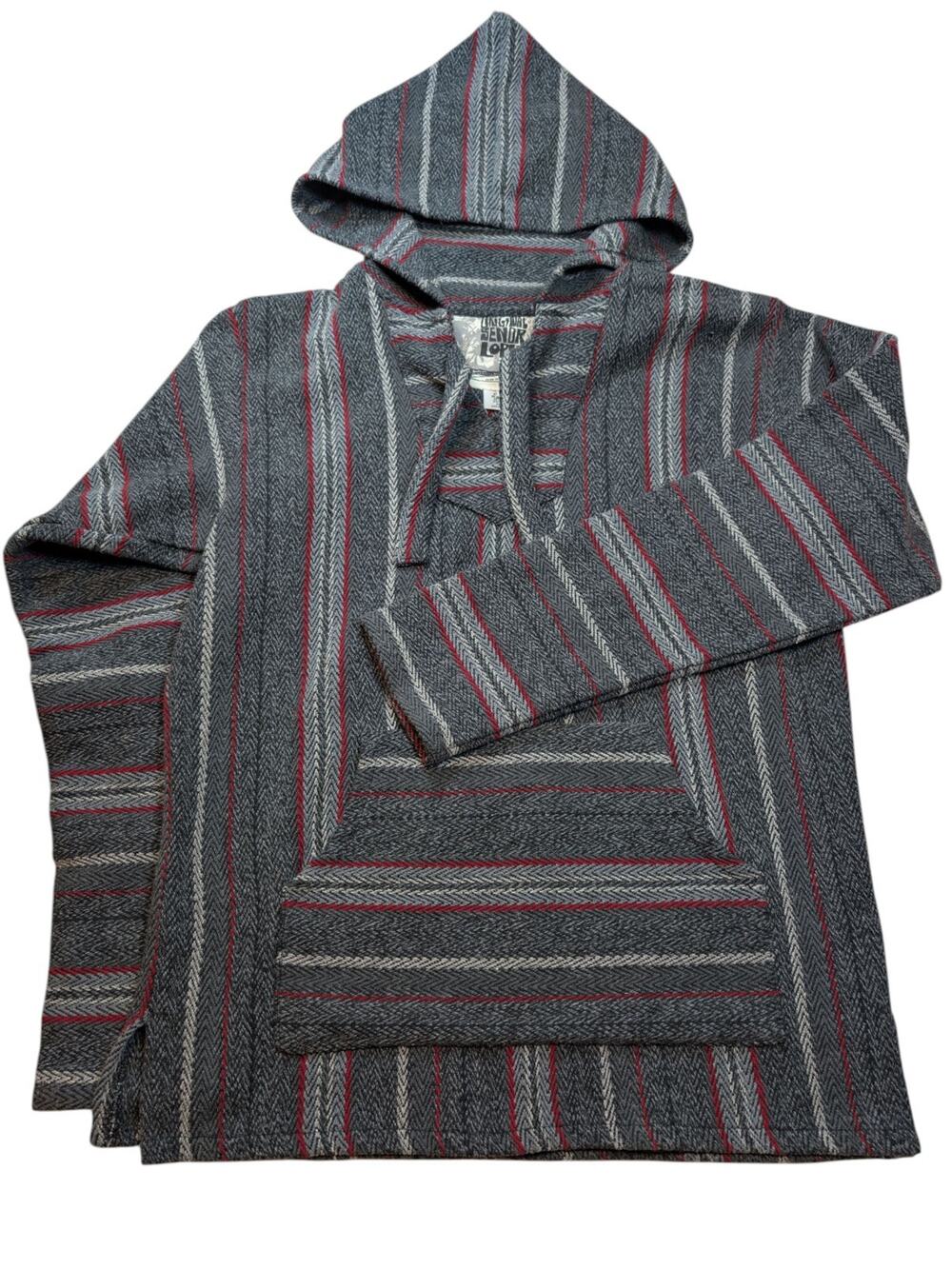 NWOT Original Senor Lopez Baja Hoodie Men's Size M Colorful Striped Woven Poncho